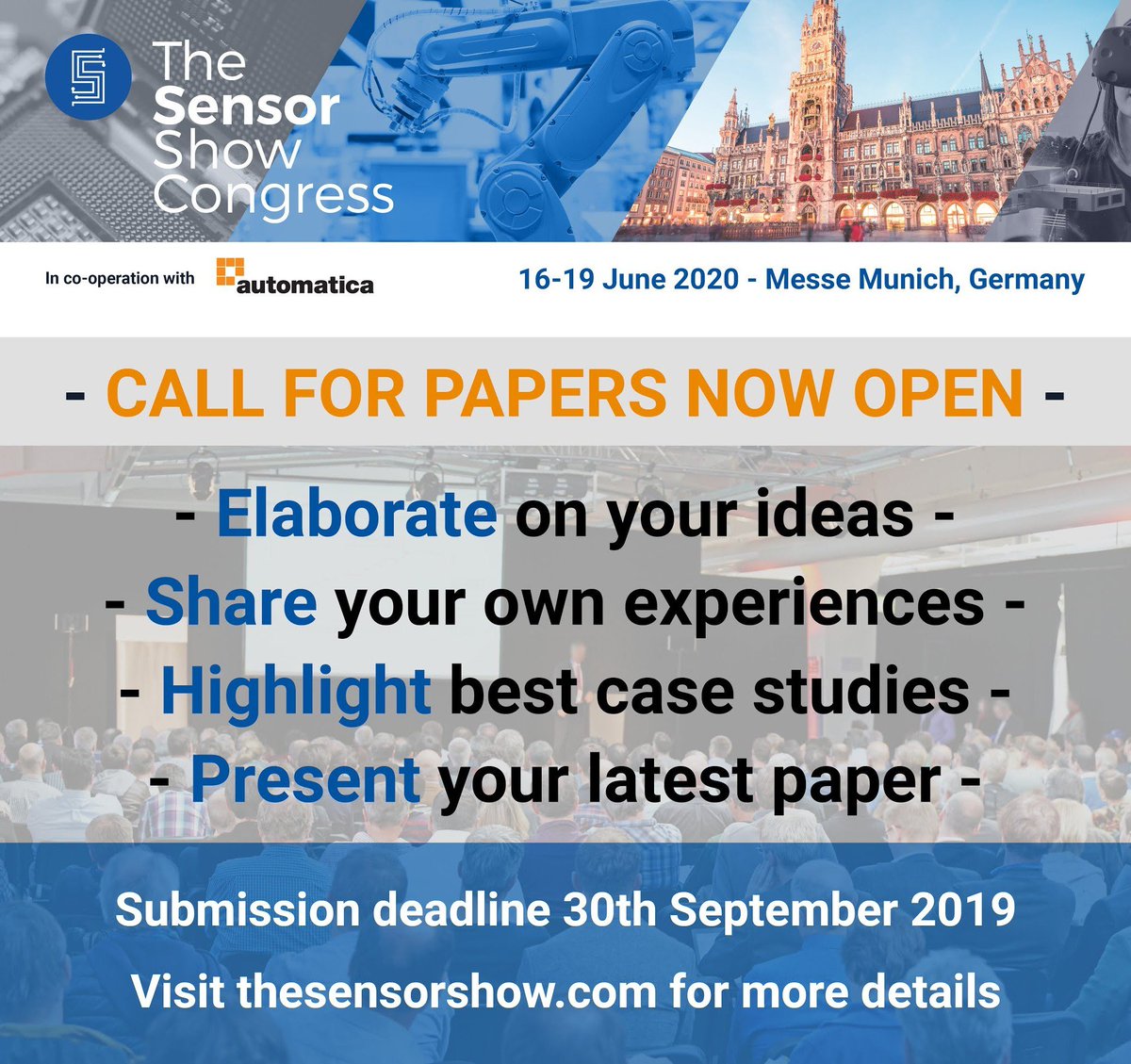 Transform_Ind's tweet photo. Submission's are now open to be a featured speaker at The Sensor Show 2020.
We're looking for innovative, application focused talks from executives within the sensor industry.
For more information please visit https://t.co/QoFB5HhTnA
#TSS #thesensorshow #speakers #event https://t.co/N5zHLekX9m