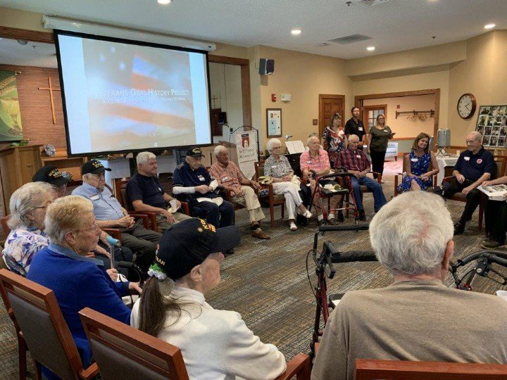 BTMPewaukee's tweet photo. Great day last week spending time with our Veterans Oral History Project Alumni. Living history! #honoreducateremember #belltowermemorial #Veterans #WWII https://t.co/ePyGgaTQr3