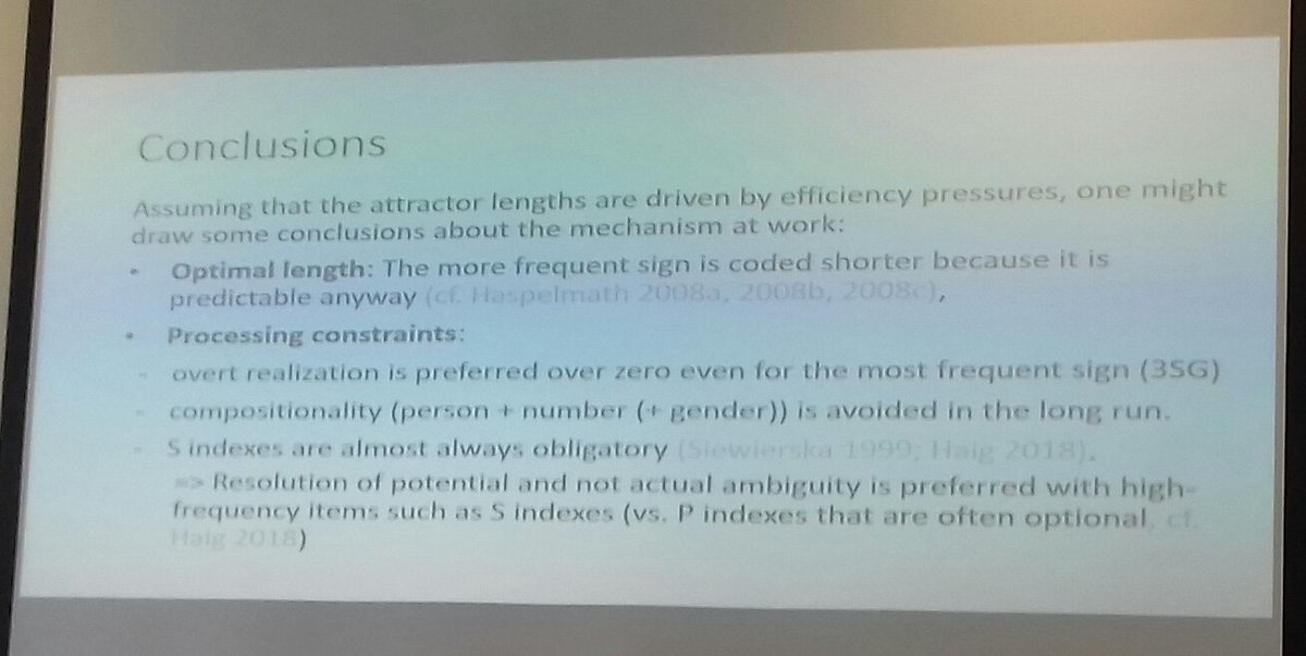 AndresKarjus's tweet photo. #RUSE2019 #RUSEsymposium Ilja Seržant on ling efficiency and attractor states, on the example of intrans subj form length. Ling universals not as states but results of diach processes. Lengths turn out to be internally structured and predictable. https://t.co/8DK0Uxn8yA