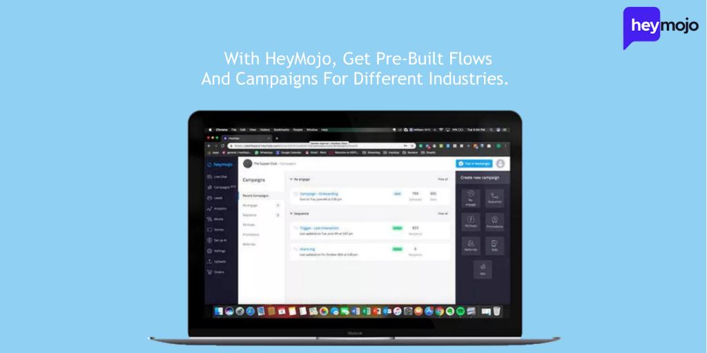 We understand that different businesses have their own set of #customerservice requirements. HeyMojo's prebuilt flows &amp; campaigns for #industries help in quick setup &amp; deployment of CS operations so that there're no more unattended customers left in your day to day operations.