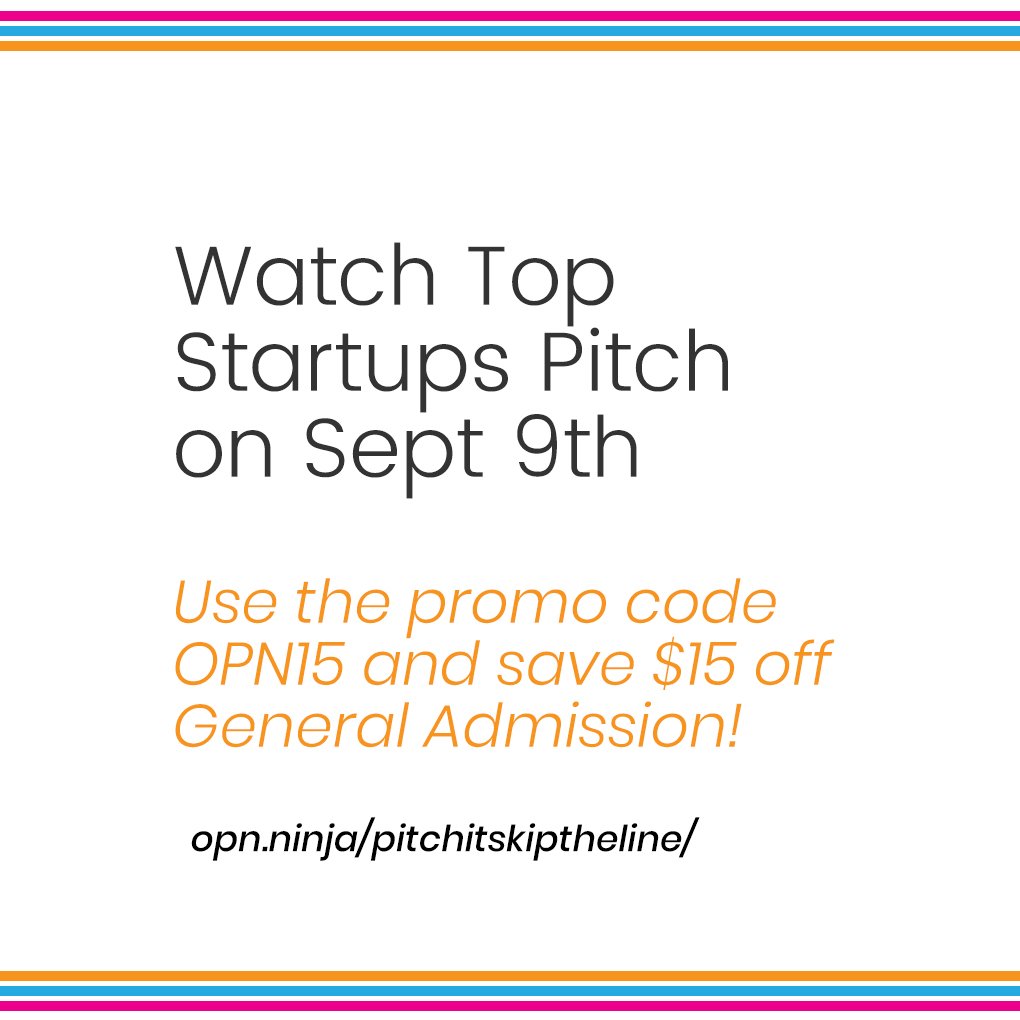 Opeoplenetwork's tweet photo. Come and See Top Canadian Startups Pitch at #PitchItSKIPtheLINE on Sept 9. Use the promo code OPN15 and save $15 off General Admission! Register w/ @SeatGiant https://t.co/KU2vCicqRP @startuphereTO @cityoftoronto @parachutecoffee @FlowHydration @vibeteas #entrepreneurs https://t.co/5FYtOZxPDM