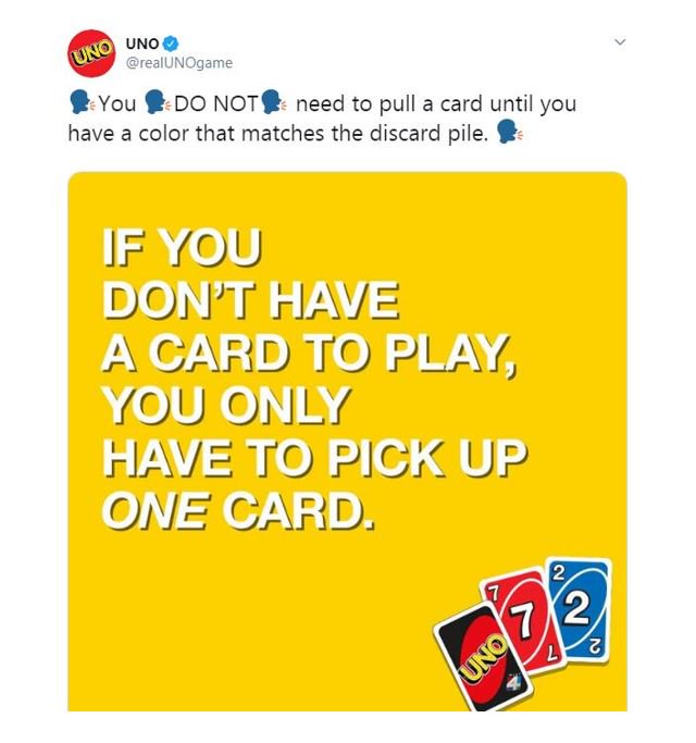 wjxt4's tweet photo. I'M SORRY, WHAT?!?🤦‍♀️🤦‍♂️ UNO's official twitter account tweeted this and now we feel like our whole life is a LIE. Who else has been doing this the whole time? 

[https://t.co/hxVxKeVwXP] https://t.co/FprozWRJco