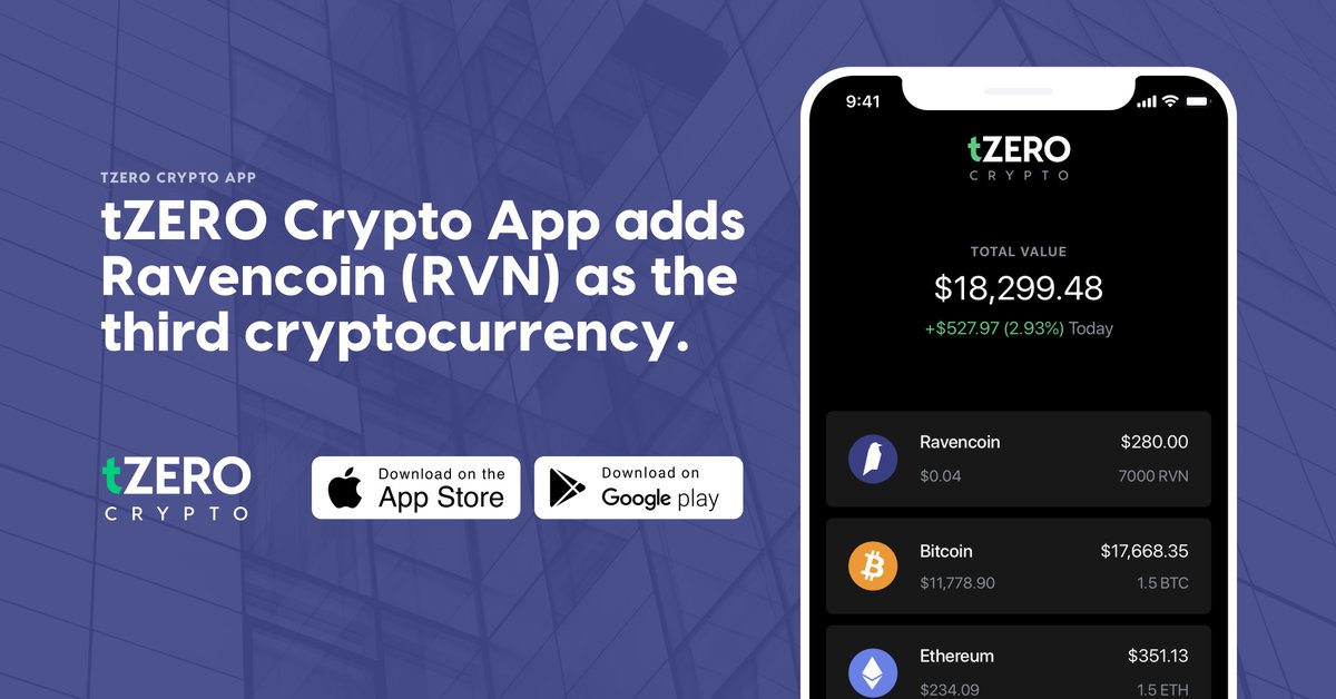 tzeroblockchain's tweet image. tZERO announced today its plans to offer to investors using both iOS and Android devices the ability to trade Ravencoin (RVN) on the tZERO Crypto app, in addition to bitcoin (BTC) and ethereum (ETH), which are already supported by the app. $RVN $BTC $ETH
businesswire.com/news/home/2019…