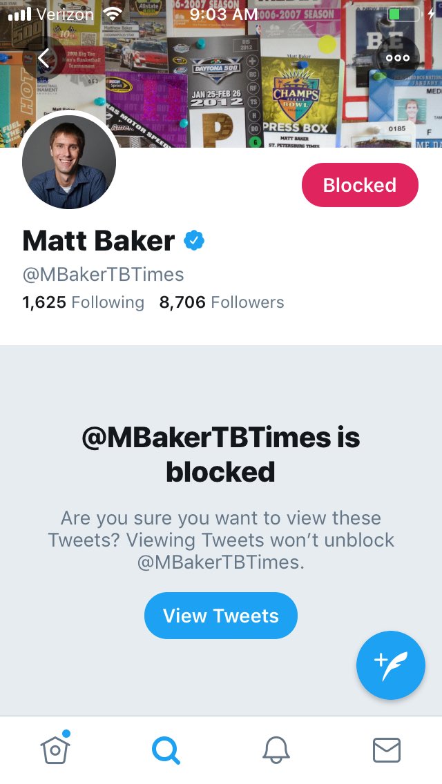 chronicgatorfan's tweet photo. Finally a hashtag I can get behind #blockMattBaker https://t.co/SR0Kcwr9D1