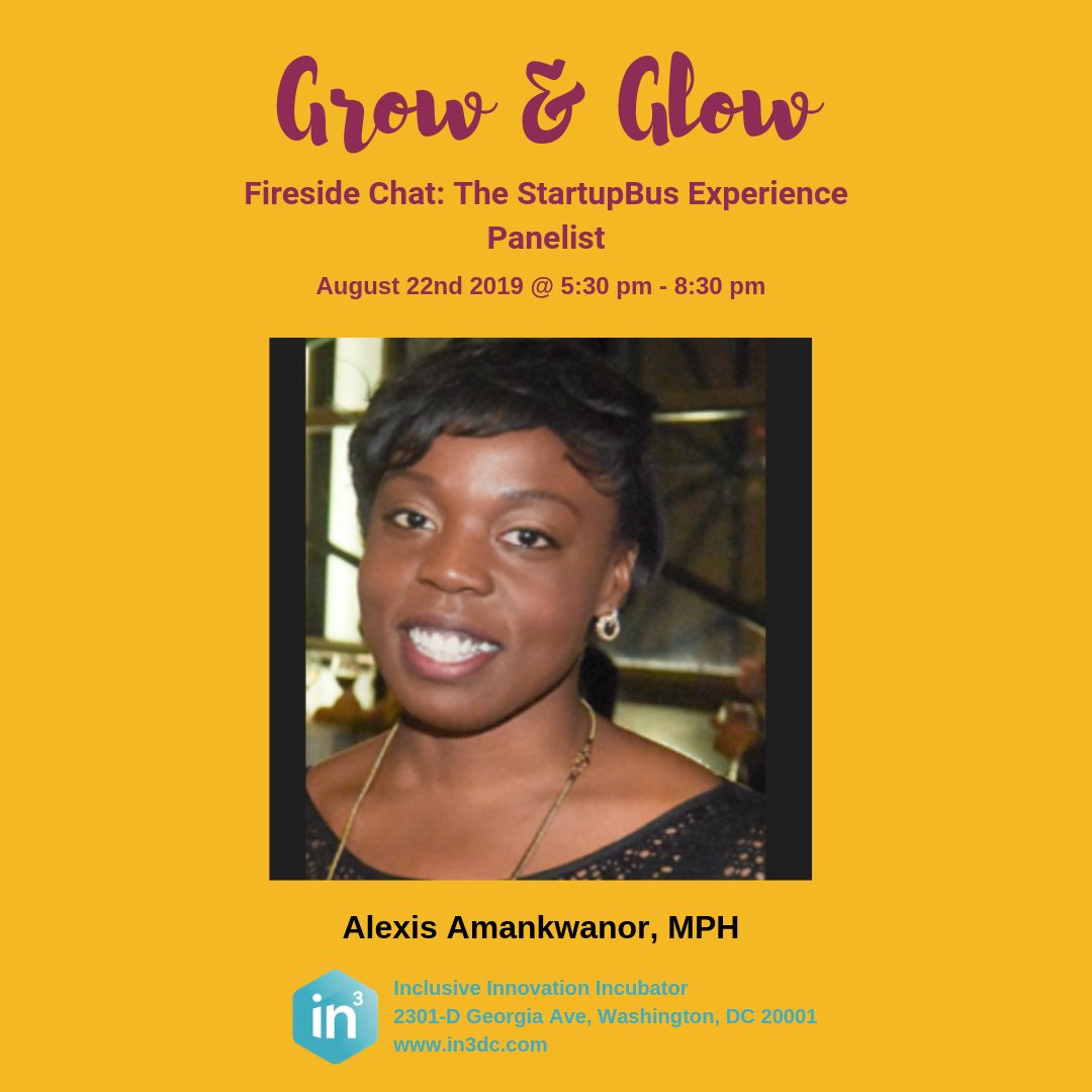 In3DC's tweet photo. Happy to announce we have a guest speaker for In3's Grow &amp; Glow Presents : Fireside Chat - The Startup Bus Experience, Colleen Wong she is the National Director of StartupBus https://t.co/TumgNbxhkc @StartupBusDC @StartupBusDC #WomeninBusiness #womentInHealth #womenintech #dctech https://t.co/s2RUIno8Ml