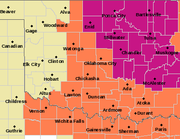 pkc114's tweet photo. Excessive Heat Warning continues from noon - 9 pm today in Ponca. With high of 99 heat index will reach 107. South wind 6-10 mph. Low tonight 76. A few severe storms possible Wed. - Sat evenings in northern OK. https://t.co/oL7IcxDrMN