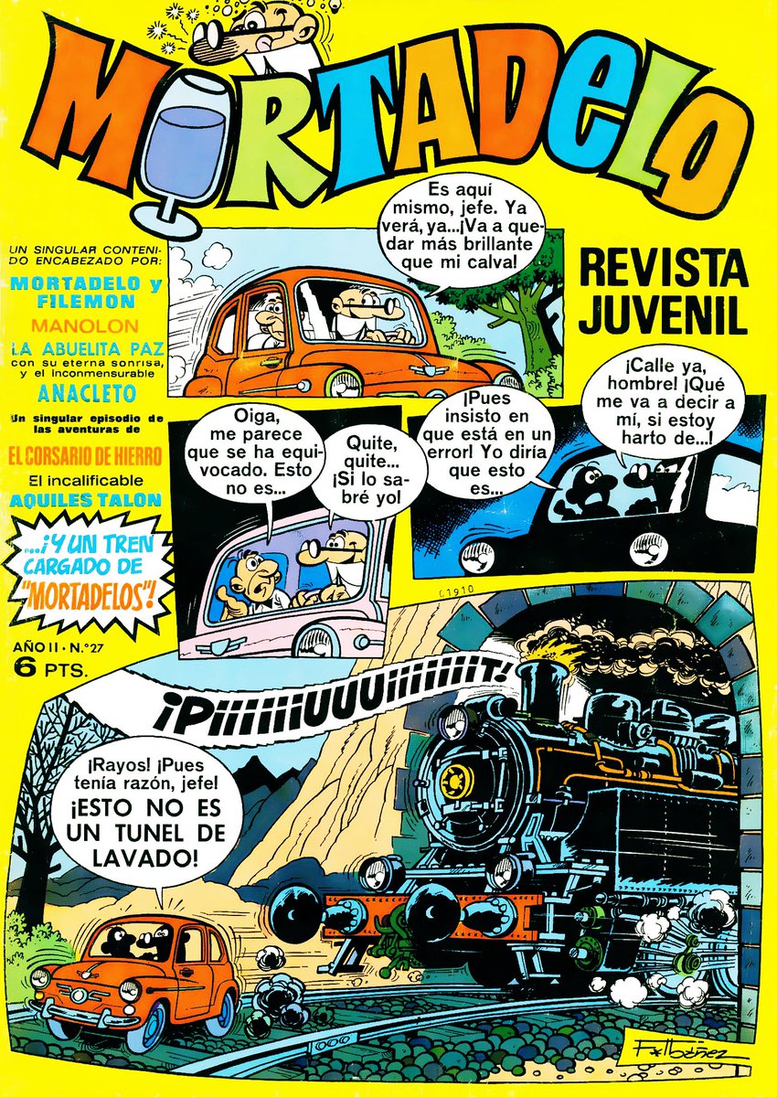 mortadelo__'s tweet photo. #Mortadelo. Año 2, número 27 (1971) 

#comic #comics #tebeo #ibañez #mortadeloyfilemon #vintagecomics #bruguera #seat600 https://t.co/XNuAEI4bao