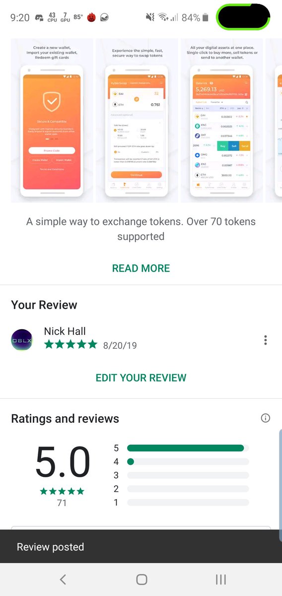 RealObLiVioUs's tweet photo. @KyberSwap here's my simple review 
it's nice to see kyberswap as a native app now https://t.co/fZBqqu9SRR