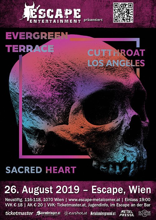 Am 26.8. beehren uns Evergreen Terrace, Cutthroat L.A. und Sacred Heart!
