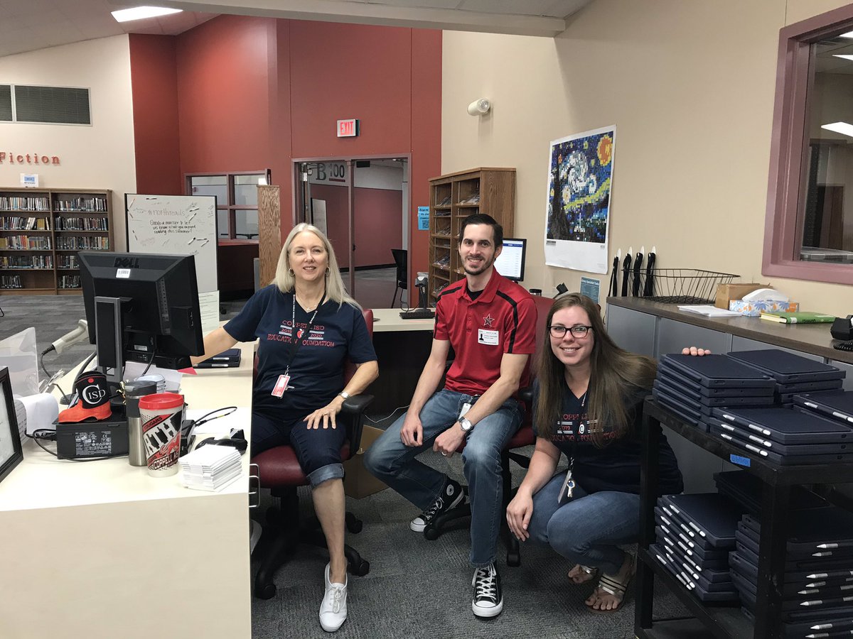 Technology teams, DLC and librarians collaborating for iPad rollout. Going great! #villagenorth #CISDOurStory