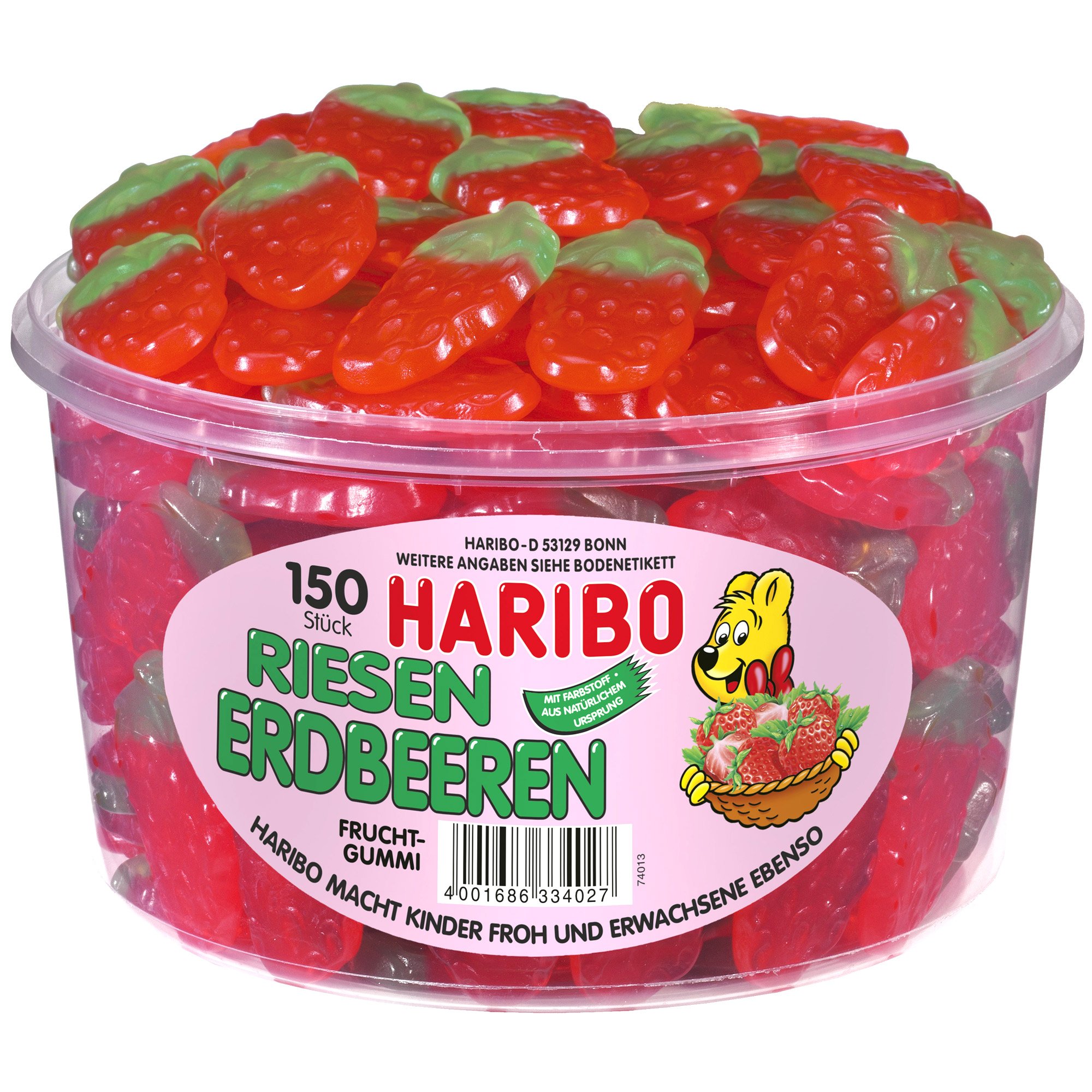 Haribo Giant Strawberries 150pcs 1350g Tub Gummi Candy Sweets from