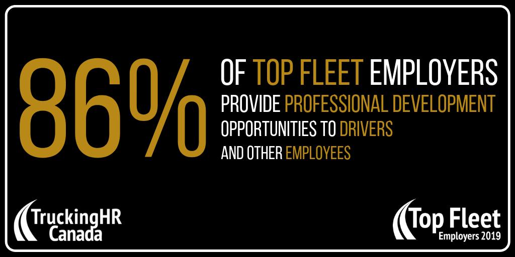 #TFEtuesday Did you know 86% of #TopFleetEmployers provide professional development opportunities to drivers and other employees? #WhatItTakes #TopFleetEmployers2019 #PutYourFleetOnTheMap #BestPractices #HR