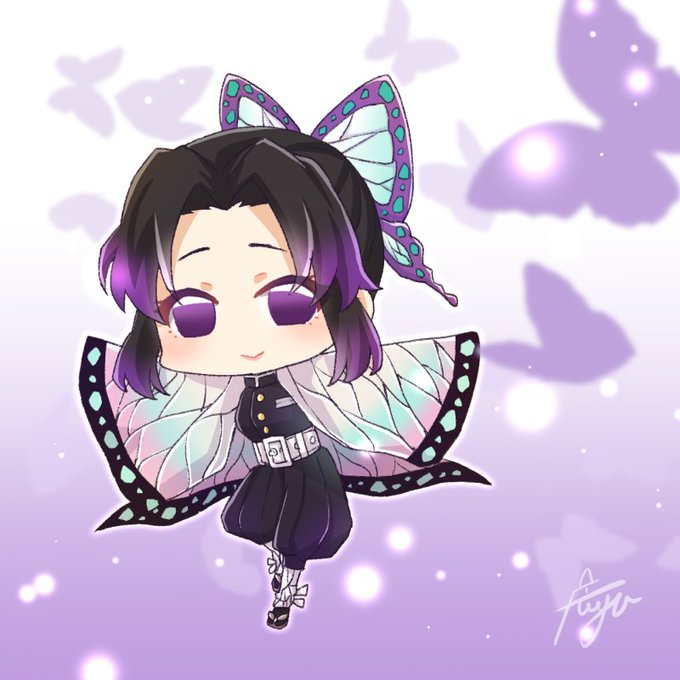 楓夜ノラ🐾10/9 『さじ恋』連載開始🍙🐶💕さんがTwitterに投稿した胡蝶しのぶ(鬼滅の刃)のイラスト。