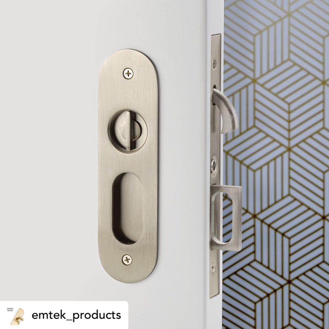 BRAND NEW narrow profile pocket door sets from Emtek Products! Are you as excited as we are? #emtek #pocketdoors