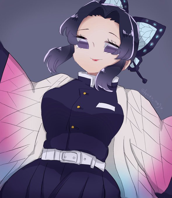 はつさんがTwitterに投稿した胡蝶しのぶ(鬼滅の刃)のイラスト。