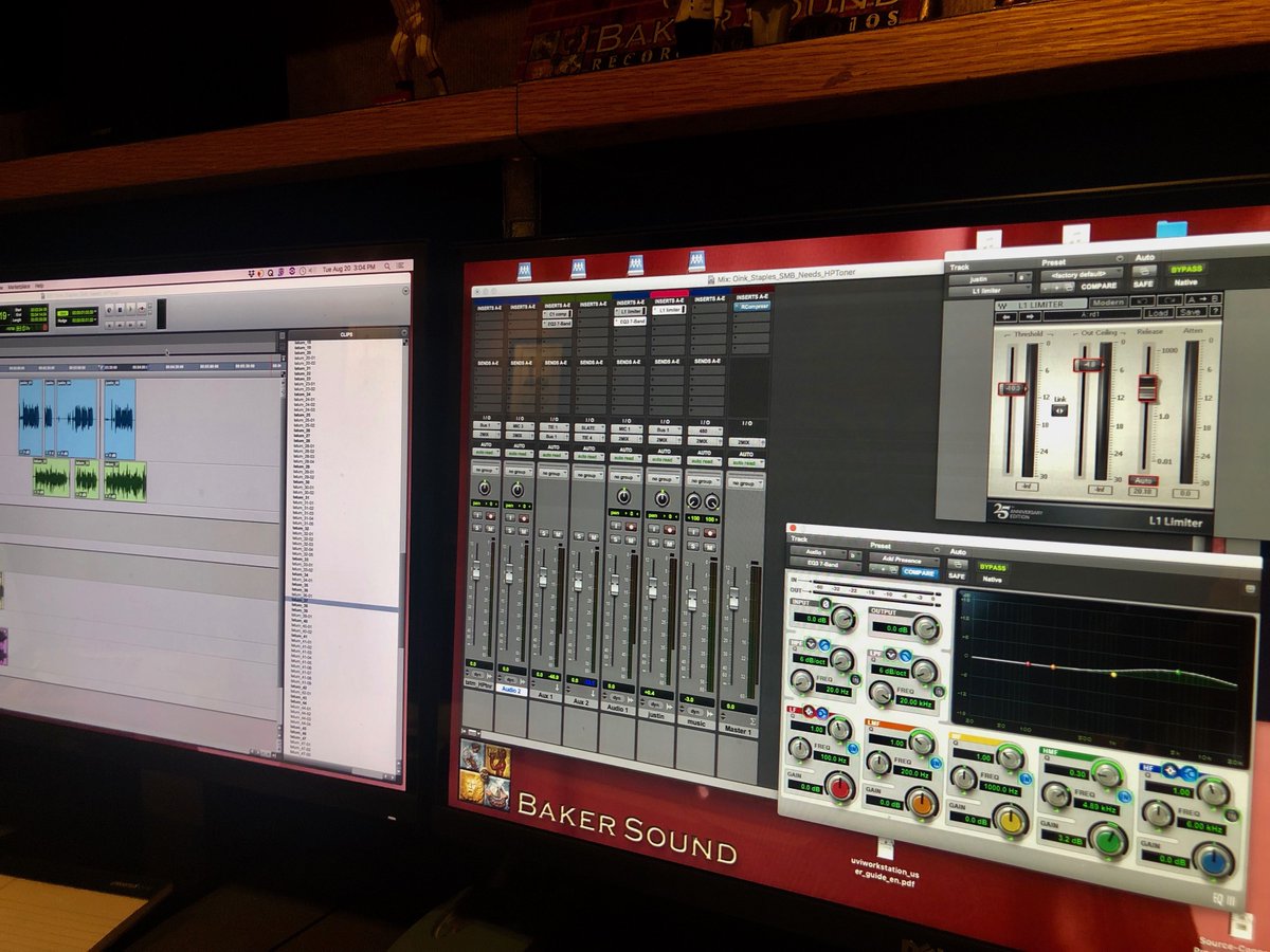 BakerSound's tweet photo. How do we spend National Radio Day? By working on great radio spots for Staples, PNC, and The Philadelphia Inquirer. #radioadvertising #bakersound #phillyadvertising https://t.co/mhmDwZrDzL