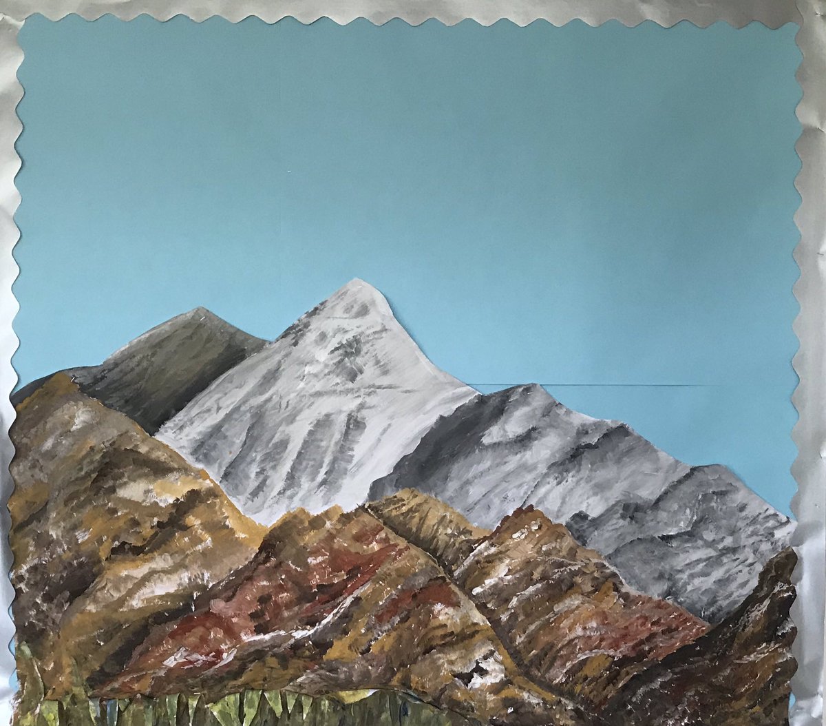 MrsHomer4's tweet photo. When your job shareโs dad used to be an Art teacher and he knocks this up in just short of two hours ๐ฎ #mountains #mountainsdisplay #3Ddisplay #topicdisplay #artwork #wishicoulddothis https://t.co/IFquMwvSAg