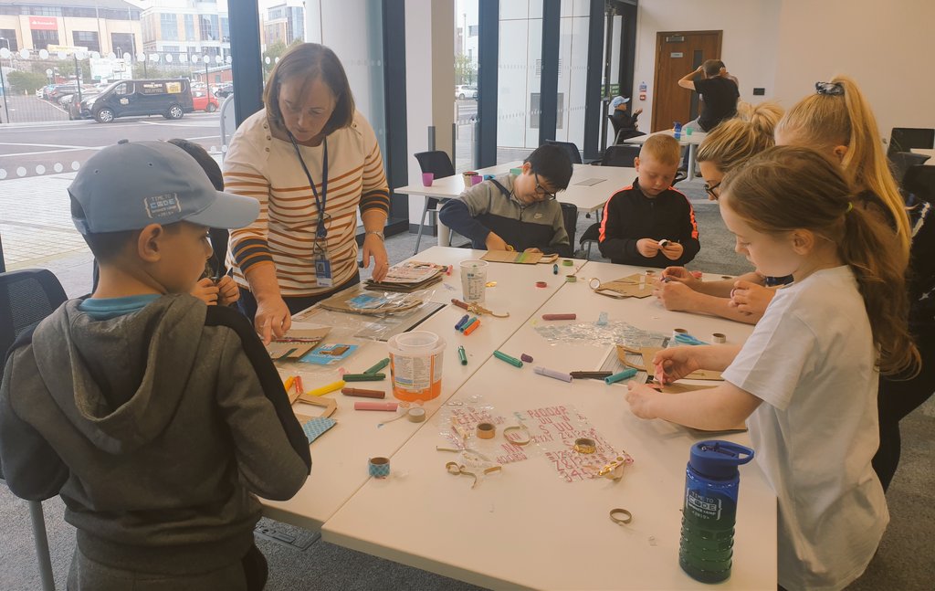 mulgrew_ciara's tweet photo. Great fun at today's @AllstateNI #TimetoCodeSummerCamp craft time. Making cake boxes, gift bags and & seed bombs! #NewSkills #CraftFun #FunTimes https://t.co/S3iX1KVDtm