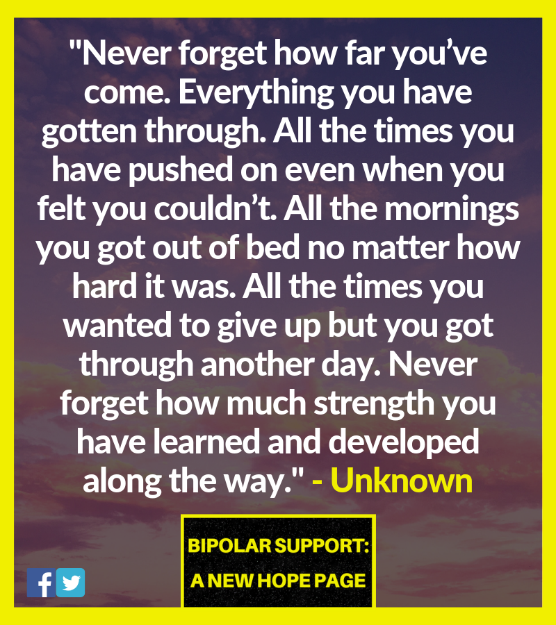 BipolarSANH's tweet photo. Never forget how far you've come

#bipolardisorder #Bipolar #BipolarAwareness #ManicDepression #Bipolar1 #Bipolar2 #Cyclothymia #CyclothymicDisorder #BP1 #BP2 #BipolarType1 #BipolarType2 #BPNOS #mentalhealth #mentalillness #Mania #depression #anxiety #MixedEpisode 
@BipolarSANH https://t.co/7eexh1qVqk