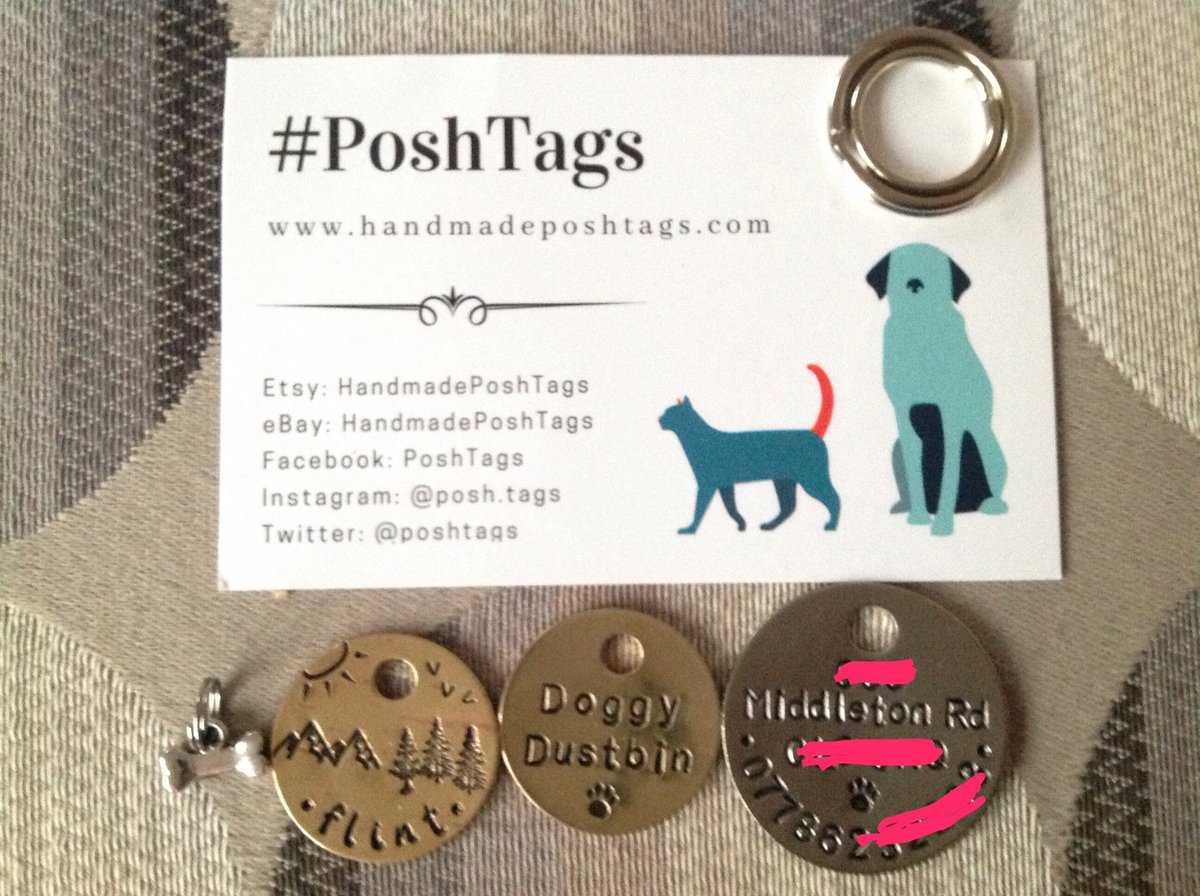 Beautiful ID tags for my puppy arrived today from the very talented <a href="/poshtags/">#PoshTags</a> Thank you! Just need to catch the little rascal now 😀#poshtags
