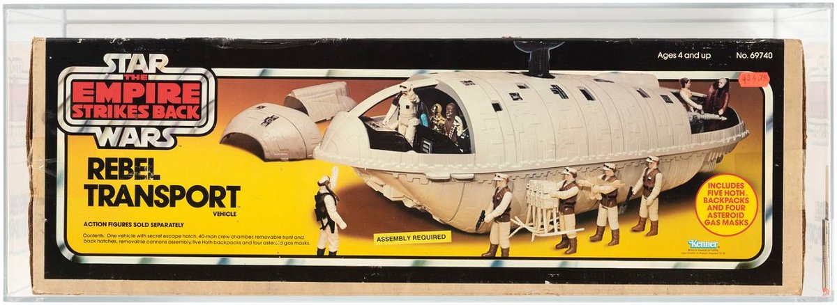 HakesAuctions's tweet photo. SOLD FOR $1,554! While not the most iconic of ships, @starwars Fans ate up this #AFA 80 NM #EmpireStrikesBack #RebelTransport in @HakesAuctions' last sale! Hake's wants your #vintage #StarWars #collectibles for our next #auction!
#RussellBrantonCollection #Kenner #StarWarFans https://t.co/6YsKfFLZJB