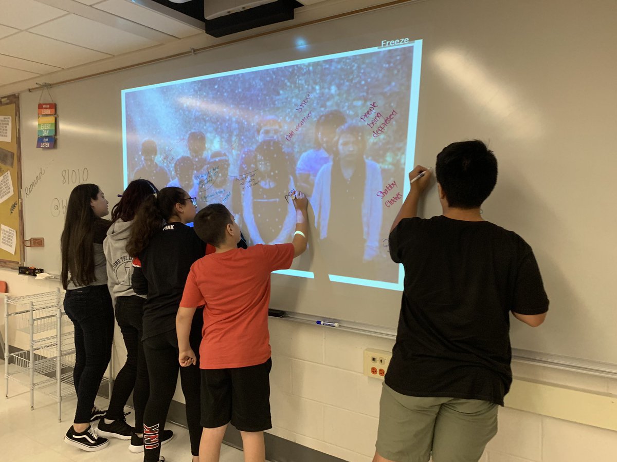 This is all new to me and I love it!! Students brainstorming for a vocabulary activity by writing with dry erase markers on their desks. Thank you, <a href="/MssharpEla/">SharpELA</a> for this awesome idea!! <a href="/conradyjaguars/">Conrady Junior High</a> #ELA #collabingrocks #PWIM #vocabularyfun