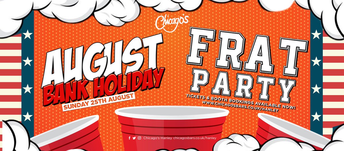🇺🇸 Head to our house this Bank Holiday Sunday! 🇺🇸 Save with a ticket here 👉 bit.ly/2xG8TGe #FratParty