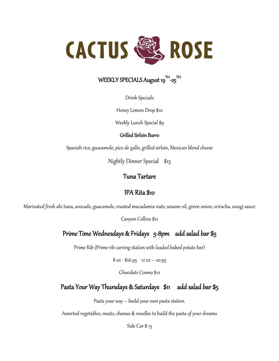 DoubleTreeTUC's tweet image. The Cactus Rose, our tasty on-site restaurant, is serving up brand new specials this week! Come by for your next meal and try this week&apos;s drink special, honey lemon drop!