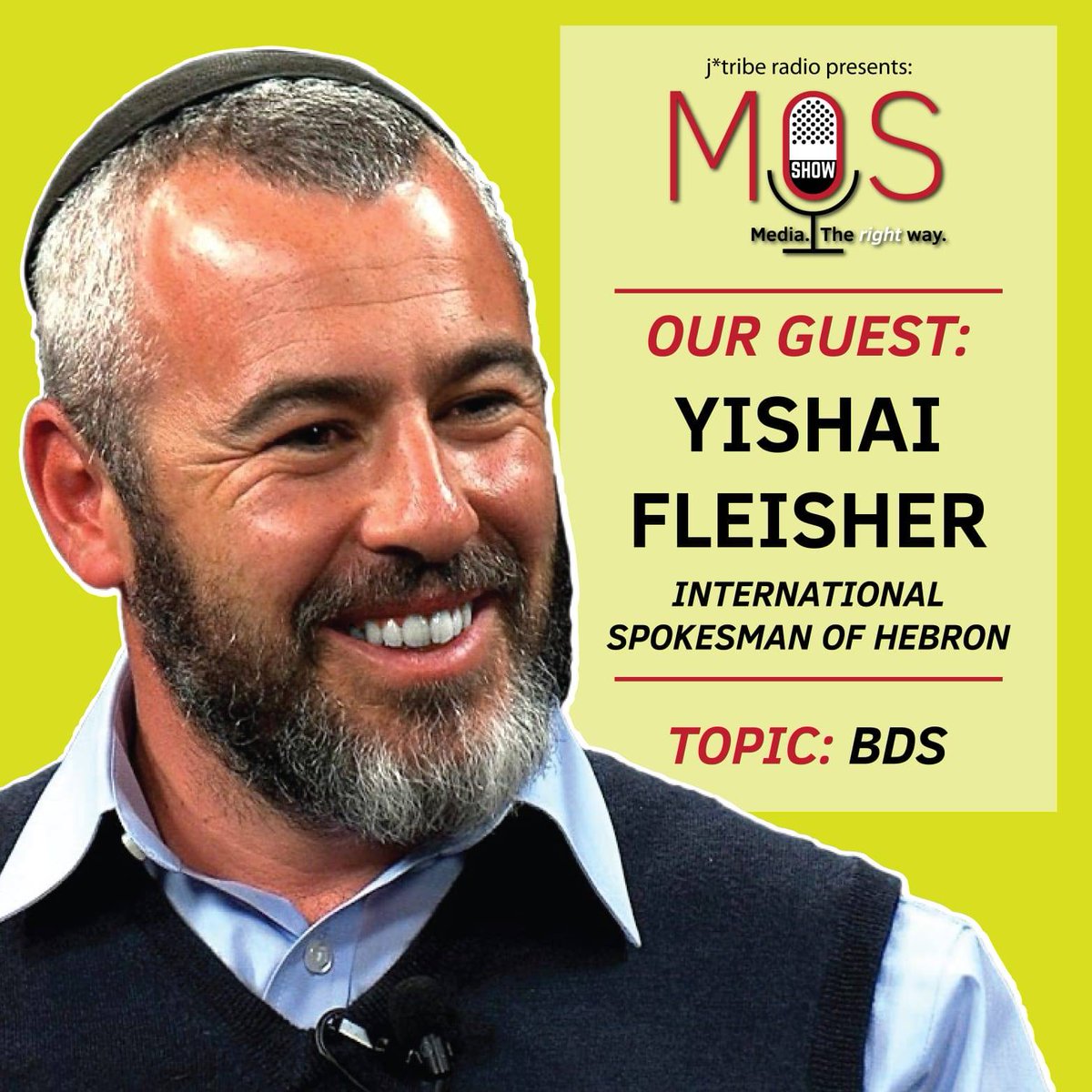 TheMosShow's tweet photo. Tonight at 9PM on @jtriberadio Jtribe Radio we have @YishaiFleisher Yishai Fleisher ישי פליישר, International Spokesman for #Hebron, speaking truth to power about #BDS. https://t.co/2VnkGa2l9z