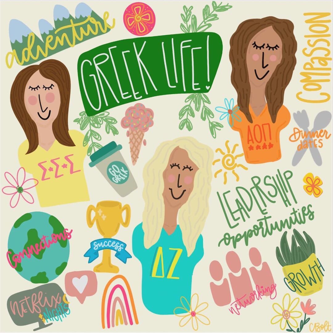 In case you haven’t heard... #GoGreek at NSU! Greek Life not only offers a lifetime of sisterhood, but also opportunities for leadership experience and networking to benefit you post-graduation! 🤩🤩

****Thanks to <a href="/courtney_bolt/">Courtney ⚡️</a> for making this super awesome design!