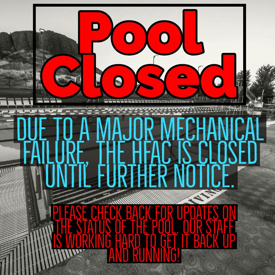 hermistonrec's tweet image. The #HermistonFamilyAquaticCenter is closed to all activities until further notice due to a major mechanical failure. Please check our social media pages for updates on when we will reopen.

#poolfail #whynowitstoohot #whatnopool