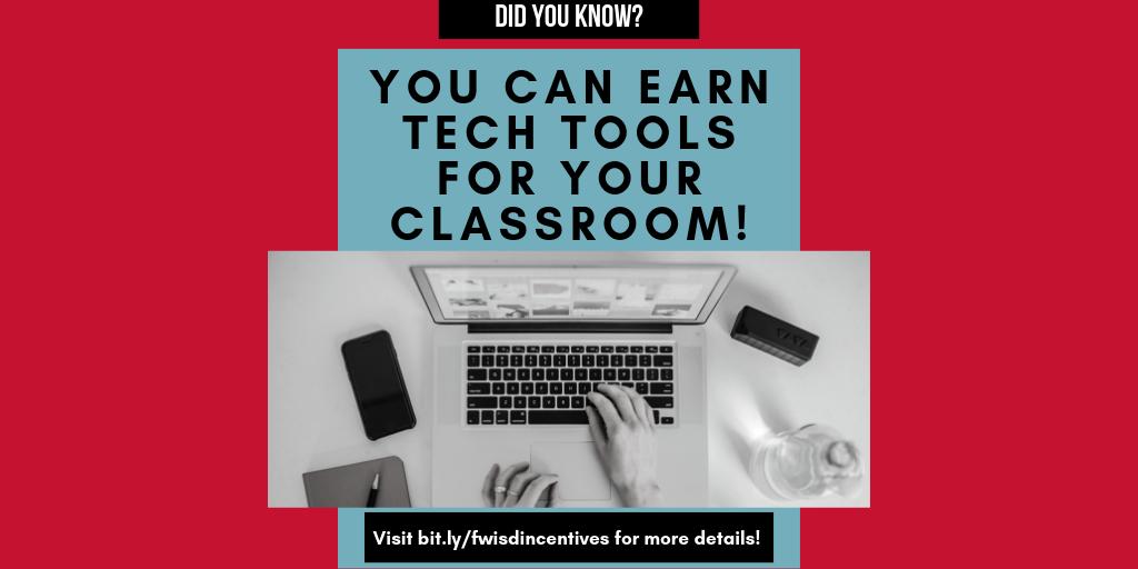 ID_Daina's tweet photo. #FWISD Ts, don't miss out on this amazing opportunity to earn technology integration tools for your classroom simply by attending FWISD EdTech PD (info coming soon)! New knowledge AND new tech tools? You can't beat that! Visit https://t.co/ZydvvR2yno for more details! #FWEdChat https://t.co/2no5fYI8Ng