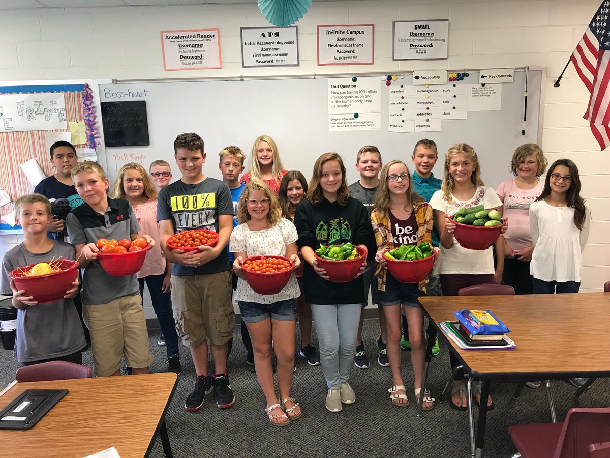 One of the many reasons we are glad to see the kids back in school #picking of garden produce made easier.  @6thgradegarden #aurorahuskies