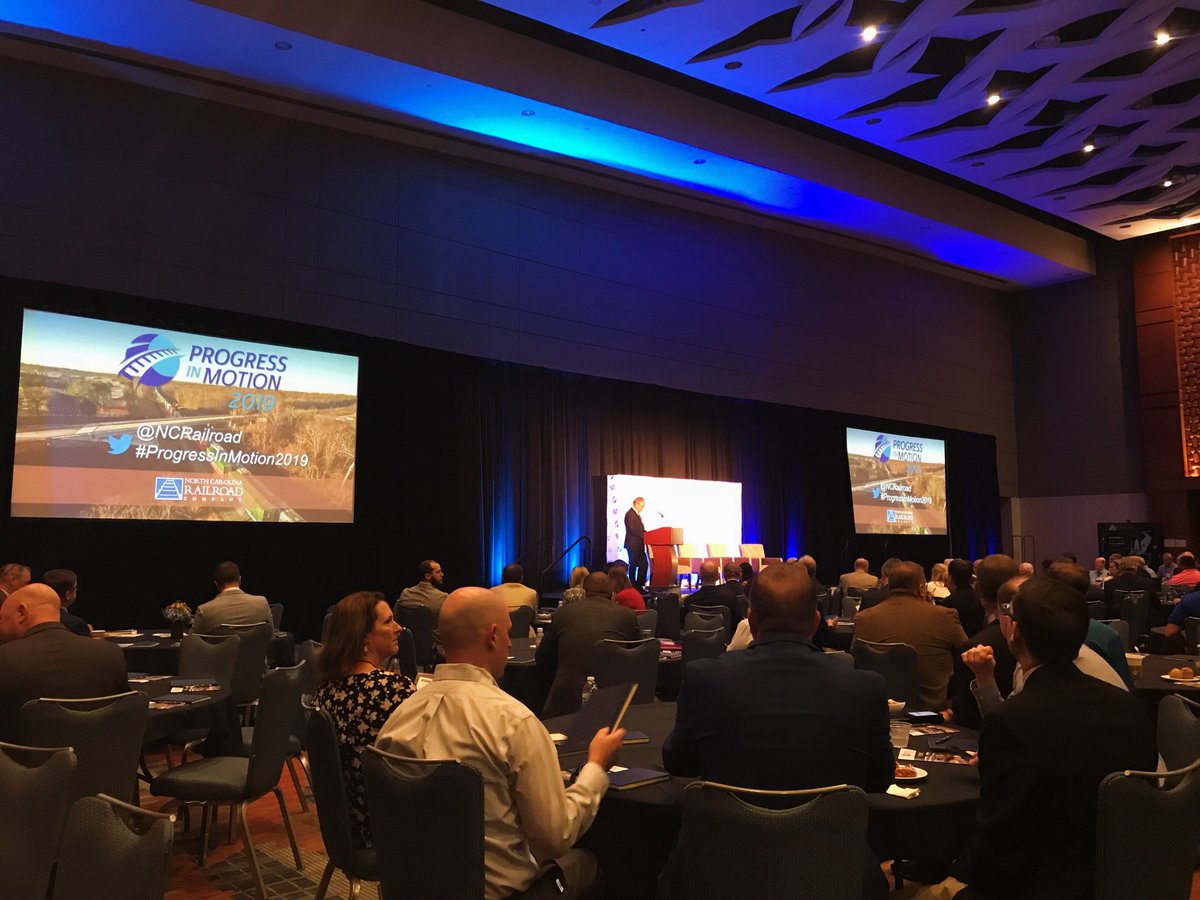 chathamedc's tweet photo. Had a great time attending @NCRailroad's #ProgressInMotion2019 with local and regional leaders across NC. We are thankful for the work CSX, Norfolk Southern, and NC Railroad does for our businesses and sites in Chatham County! https://t.co/Cn2WqMaUYM