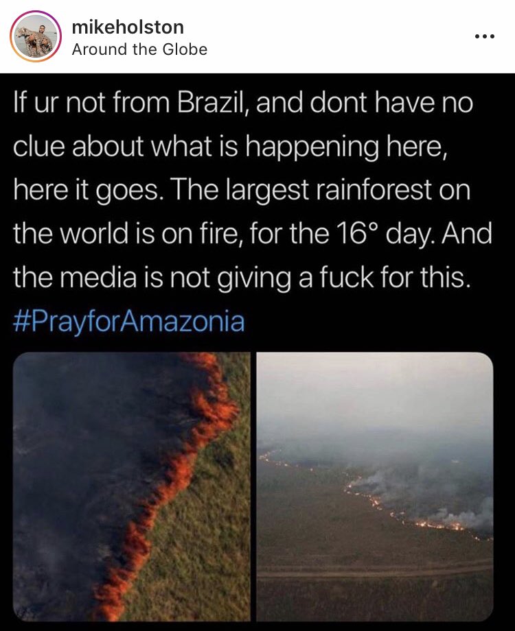 Katgabriellee's tweet photo. This is INSANE! The Amazon has been burning for 3 weeks with very little media coverage!!! What is going on..... #PrayforAmazonia https://t.co/NQf3bYtBHr