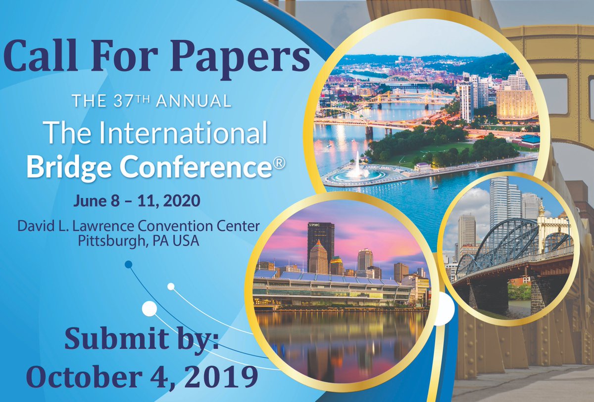 IntlBridgeConf's tweet photo. 2020 #IntlBridgeConf Call for Papers is OPEN! Submit Here: https://t.co/Y0F9e7y33A 

#AssetManagement #CableStay #Contractors #Construction #Design #Drones #Foundations #3DModeling #Inspection #Analysis  #LongSpan #Railroad #Rehab #Preserve #Segmental #Seismic #Suspension #Tunnel https://t.co/DPAVCUng2S