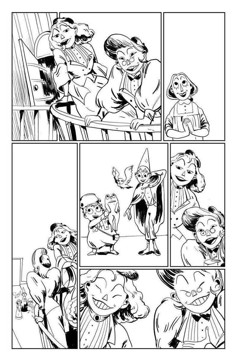 The first issue of Over the Garden Wall: Soulful Symphonies was released a few weeks ago (found at your local comic store!). So I wanted to post bw pages and talk a little about my process.

But first, some of my favorite pages! 
