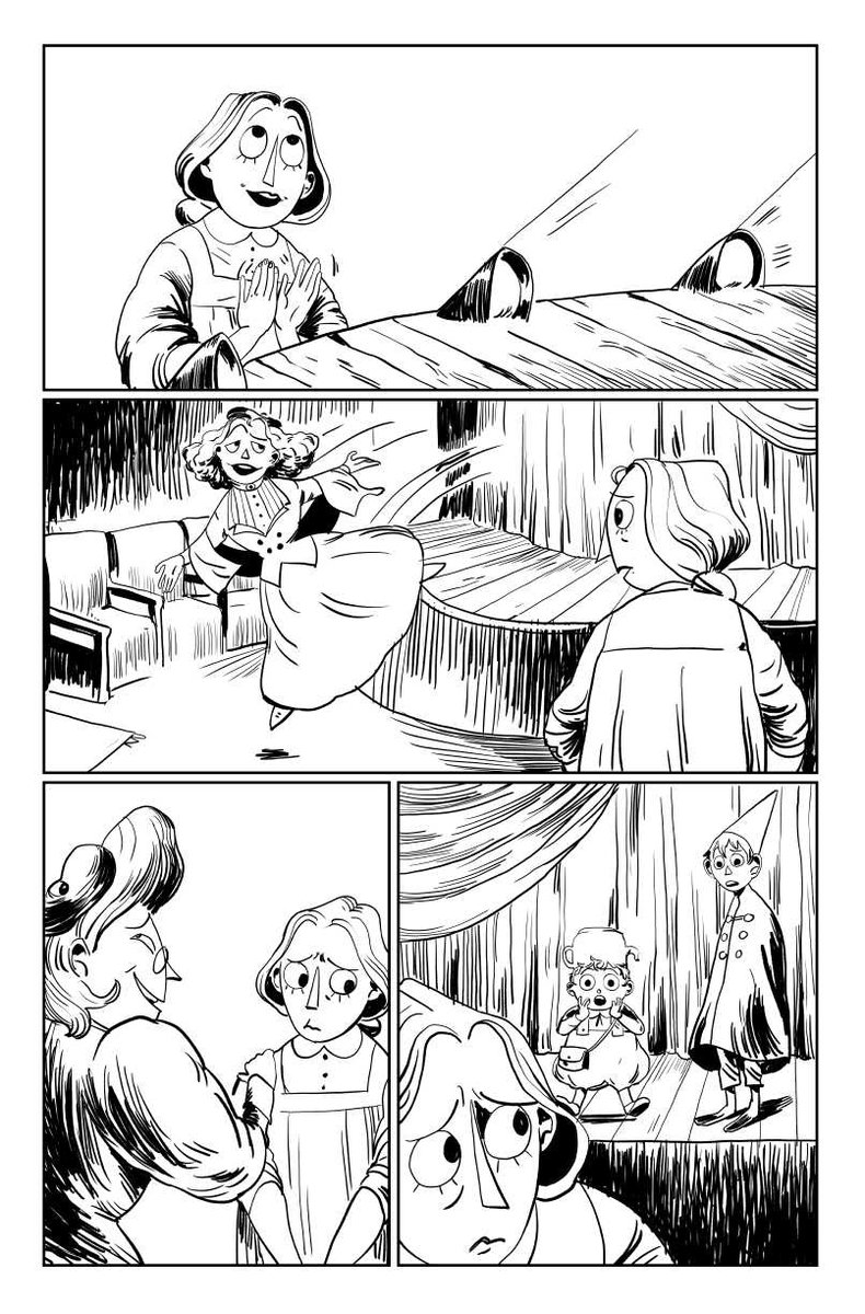 The first issue of Over the Garden Wall: Soulful Symphonies was released a few weeks ago (found at your local comic store!). So I wanted to post bw pages and talk a little about my process.

But first, some of my favorite pages! 