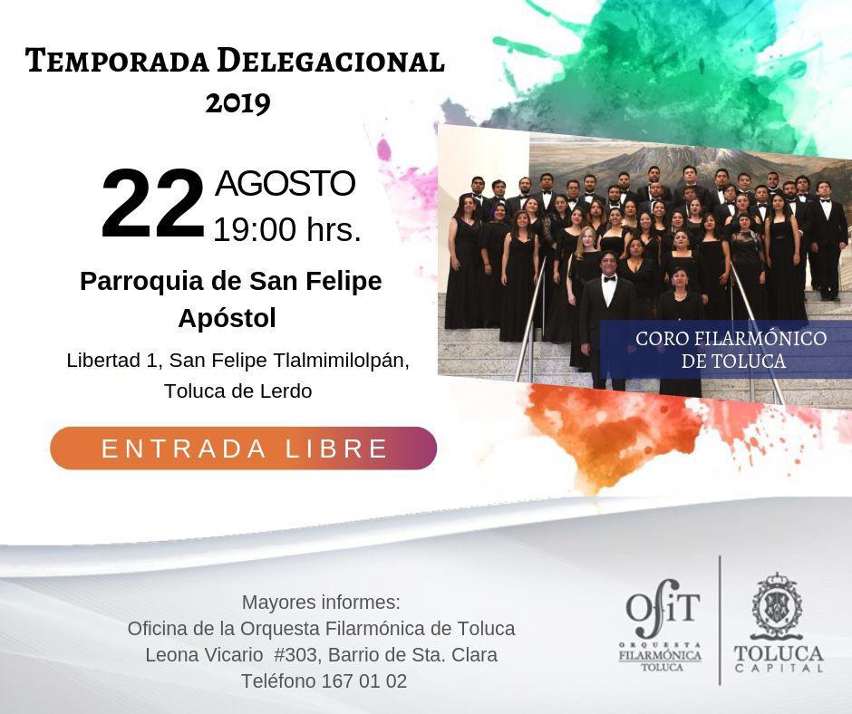 DirBienestarSoc's tweet photo. #TolucaCapital invita a disfrutar del acercamiento a la música con el Coro Filarmónico de Toluca, que ofrecerá un concierto en la Parroquia de San Felipe Apóstol, en San Felipe Tlalmimilolpán, el 22 de agosto a las 19:00 hrs   #JuntosEsPosible #BienestarSocial @JuanRodolfo_SG https://t.co/W41bH5btGZ