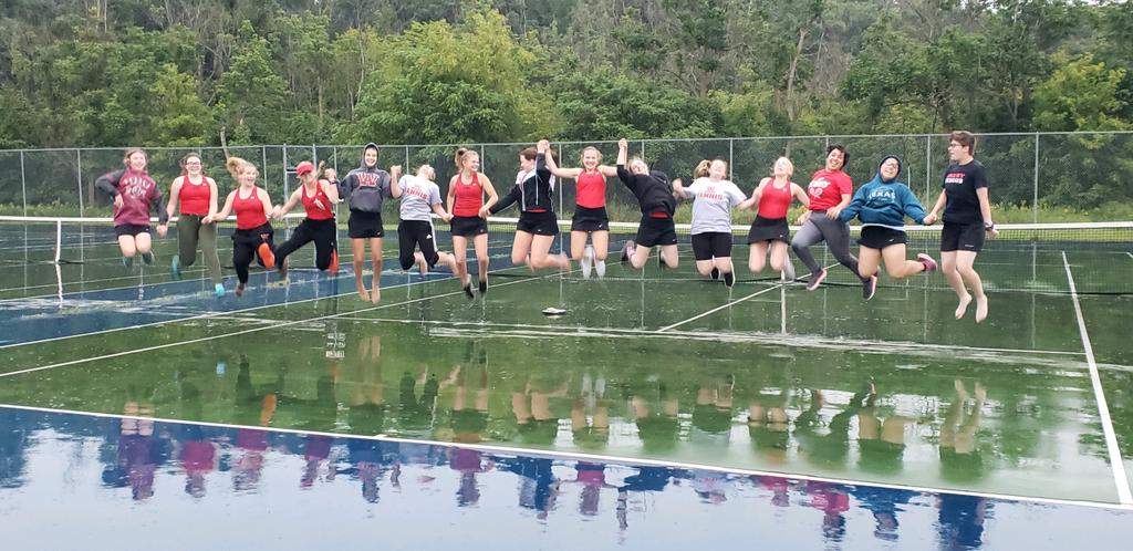 CurtissShayne's tweet photo. What do Amery JV tennis girls do when on rain delay at a tournament? Team bonding! @AmerySchools https://t.co/OEiKDdphRf