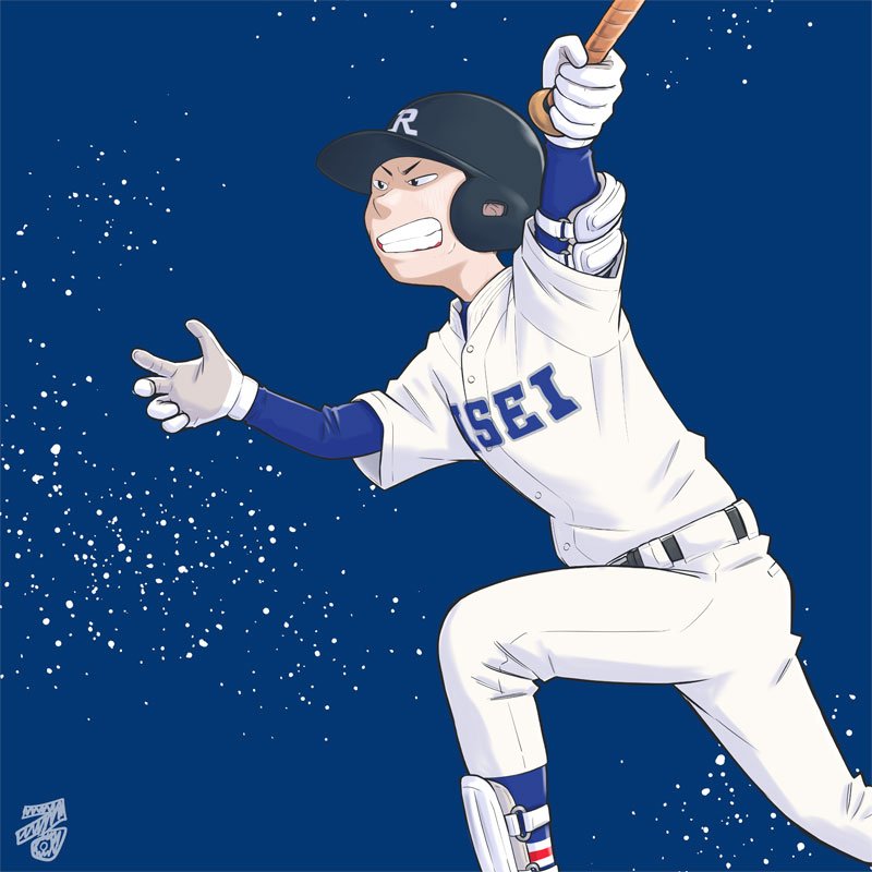 ট ইট র フルカワマモる 急遽 一個飛ばして描いた 高校野球イラストno 50 紺色 大阪履正社高校 高校野球 甲子園 イラスト
