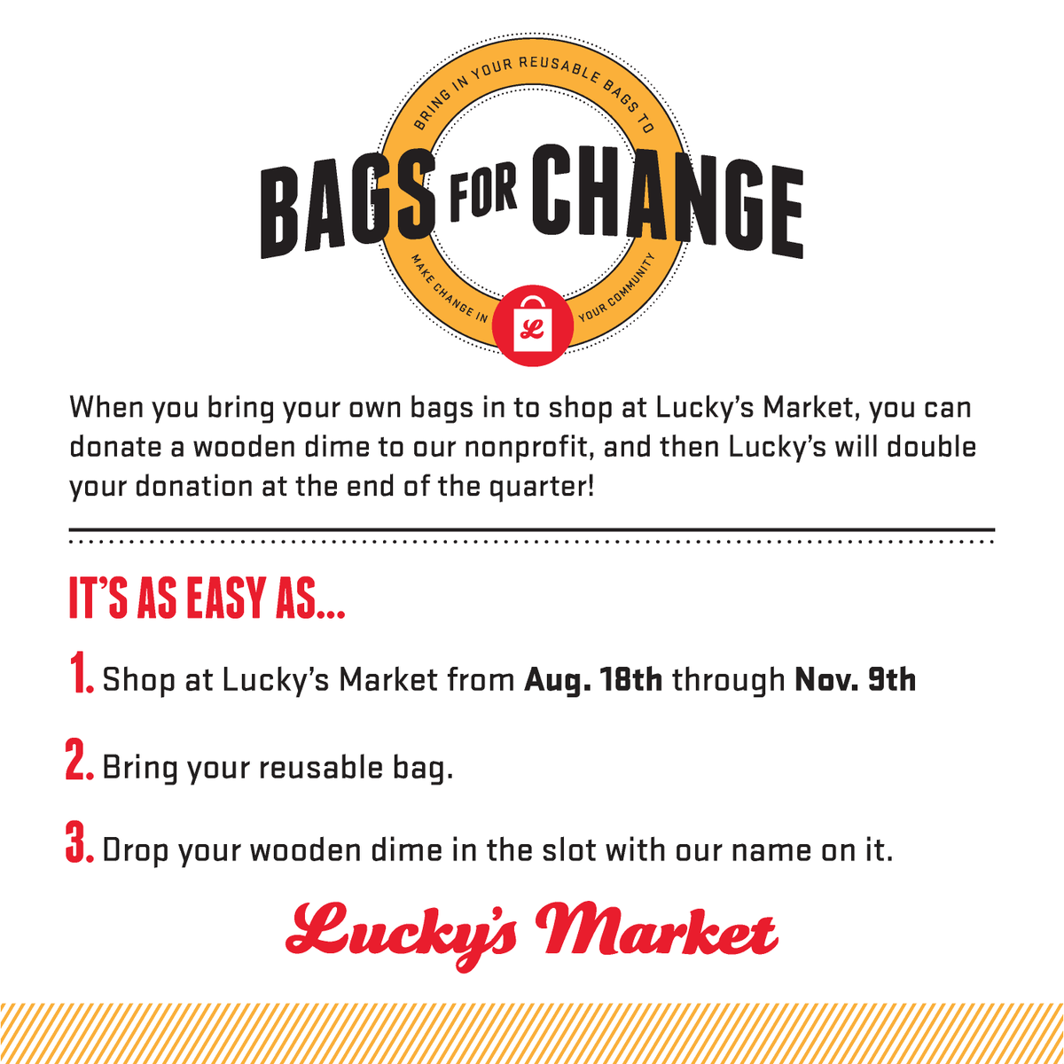 OzarksOACAC's tweet photo. We're happy to be part of the Bags for Change program at @luckysmarket Springfield this quarter and we hope to get your votes! Thanks. #feelinglucky #bagsforchange https://t.co/YuyzxUjpeT