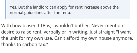 GraphicMatt's tweet photo. Hell of a thread on a popular Canadian deals forum where landlords are sharing strategies to kick tenants out of rent controlled units and jack up rents. Glimpse into a different world. https://t.co/PnTY6Vrvmm