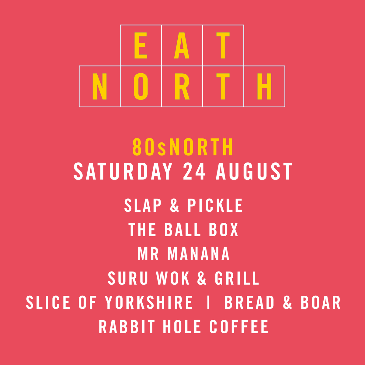LeedsIndieFood's tweet photo. We're celebrating the best of the 80s at #EatNorth this Saturday, with a whole day of street food and music inspired by this iconic era! 

🍔 Food 12pm - 8pm
🍺 Bar 12pm - 10pm
🎧 @edv3ctor &amp; @girlgangleeds DJing
✅ Family friendly
🐶 Dog friendly
📍 @NorthBrewCo, LS7 1AH https://t.co/uX39qOBO9k
