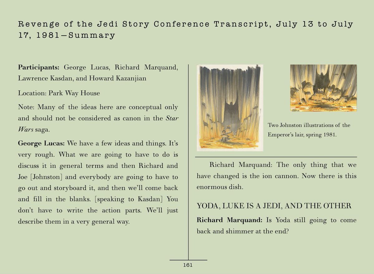2. In the Revenge of the Jedi story conference in July 1981, Lucas says that the Skywalker twins are six-months-old when their mother takes Leia to Alderaan. Their mother subsequently dies on Alderaan, when Leia is two. #StarWars  #ReturnoftheJedi – bei  Lucasfilm Ltd
