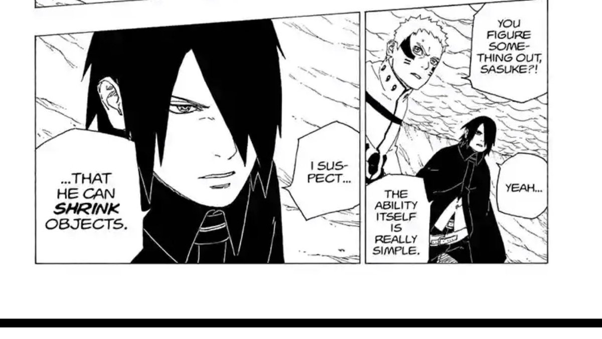 Ninja_Jutsu7's tweet photo. So figured out one of Jigen abilities. Apparently he can shrink stuff to small Size and then turn it back to Normal and probably even shrink himself. #Borutochapter37 https://t.co/jIPDo2z1fF