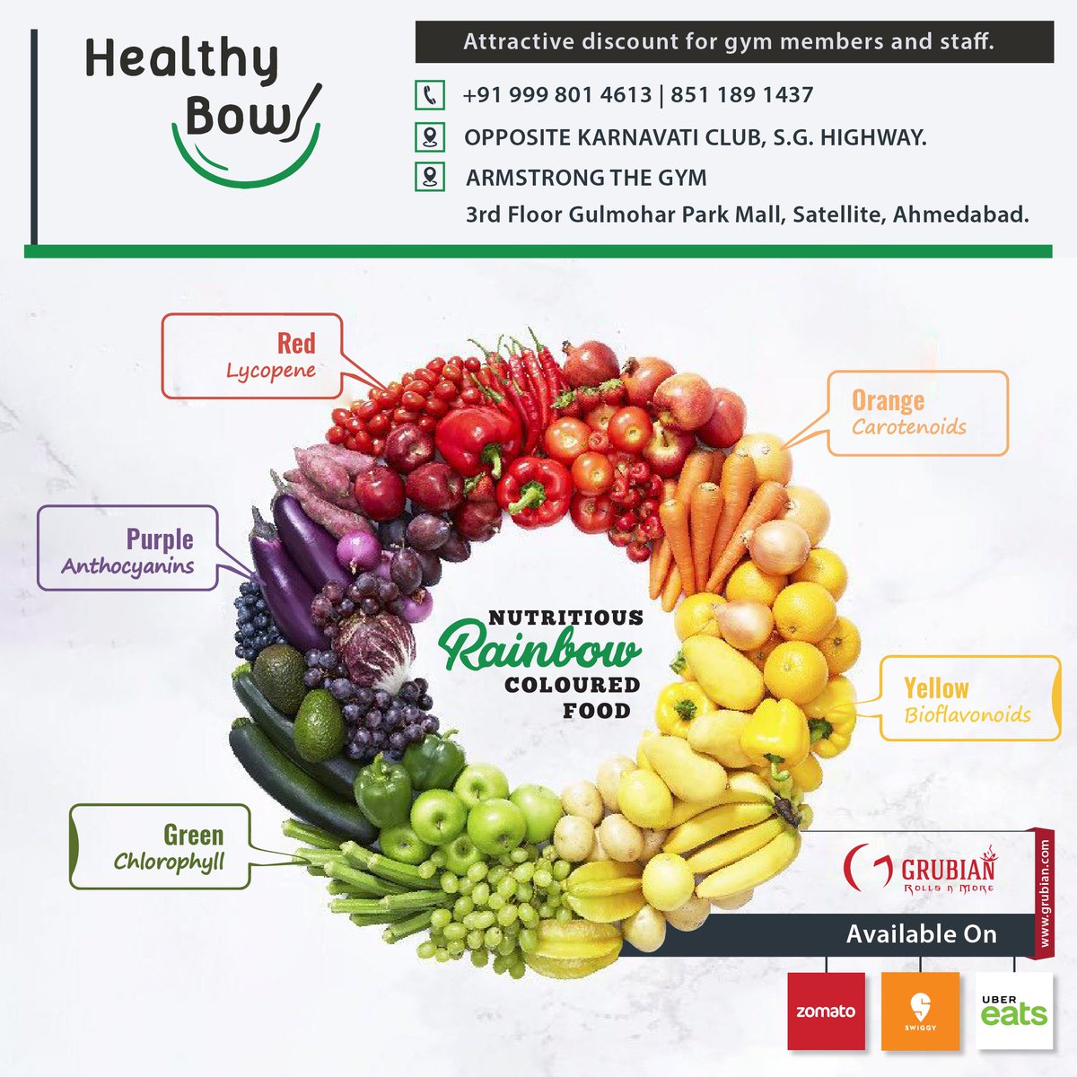 Grubian3's tweet photo. Add rainbow colours to your food to get fitter. Grubian's Healthy Bowl contains food items of all colours so that you can get the necessary vitamins and minerals that a healthy body and mind requires.
.
.
.
#HealthyBowl #HighNutrition #Lycopene #Carotenoids #Anthocyanins https://t.co/zZv6FgiS0s