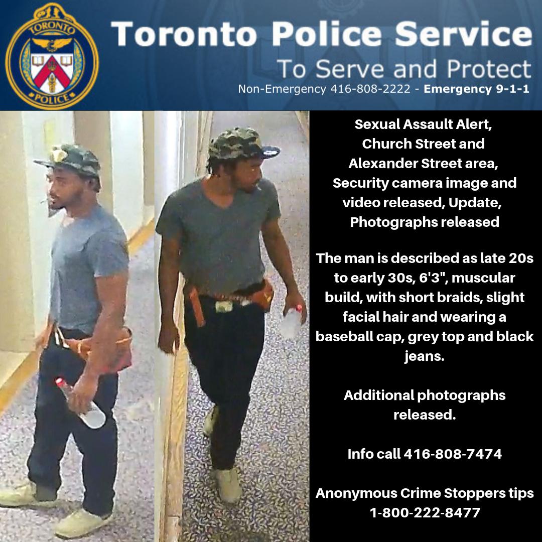 Public’s assistance is required in identifying a man involved in a sexual assault investigation. Info call 416-808-7474. Anon 1-800-222-8477.^kk
 maps.google.com/maps?ll=43.664…