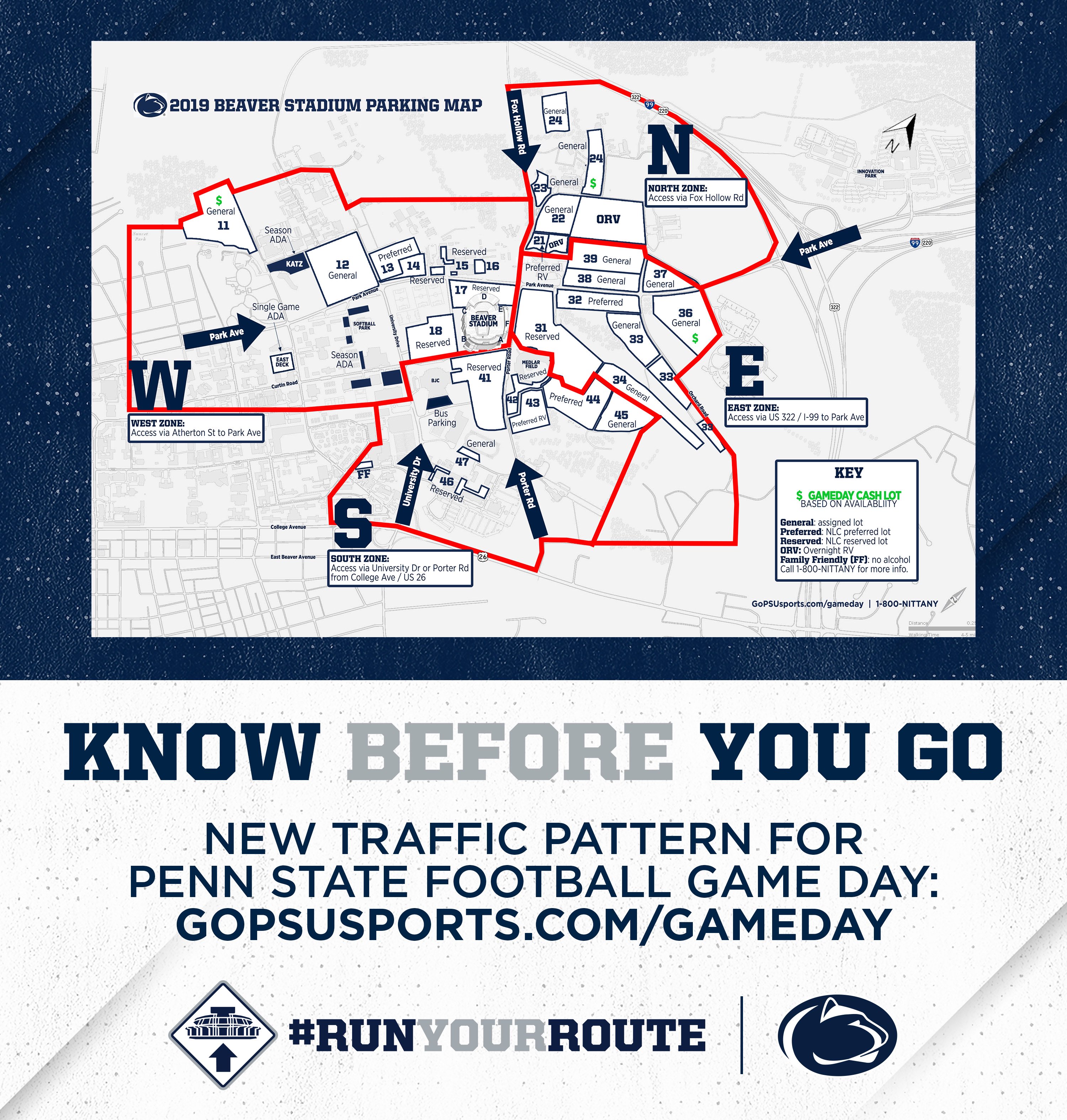 Beaver Stadium Parking Pass Areas
