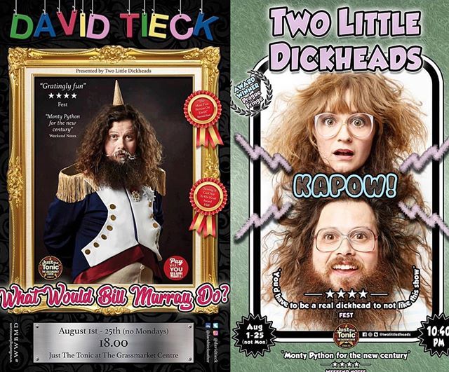 davidtieck's tweet photo. Just six more nights of these two joyful balls of stupid silly nonsense. Come come come! 🤗🐰#makeyourfringe #twolittledheads #edfringe #edfringe19 https://t.co/25MwQGFYh6 https://t.co/lt5gEgLWd4